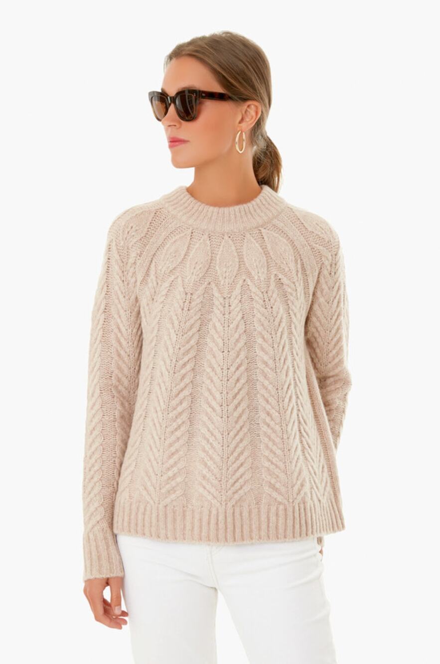TUCKERNUCK Women's Ecru Royal Peacock Sweater Beige